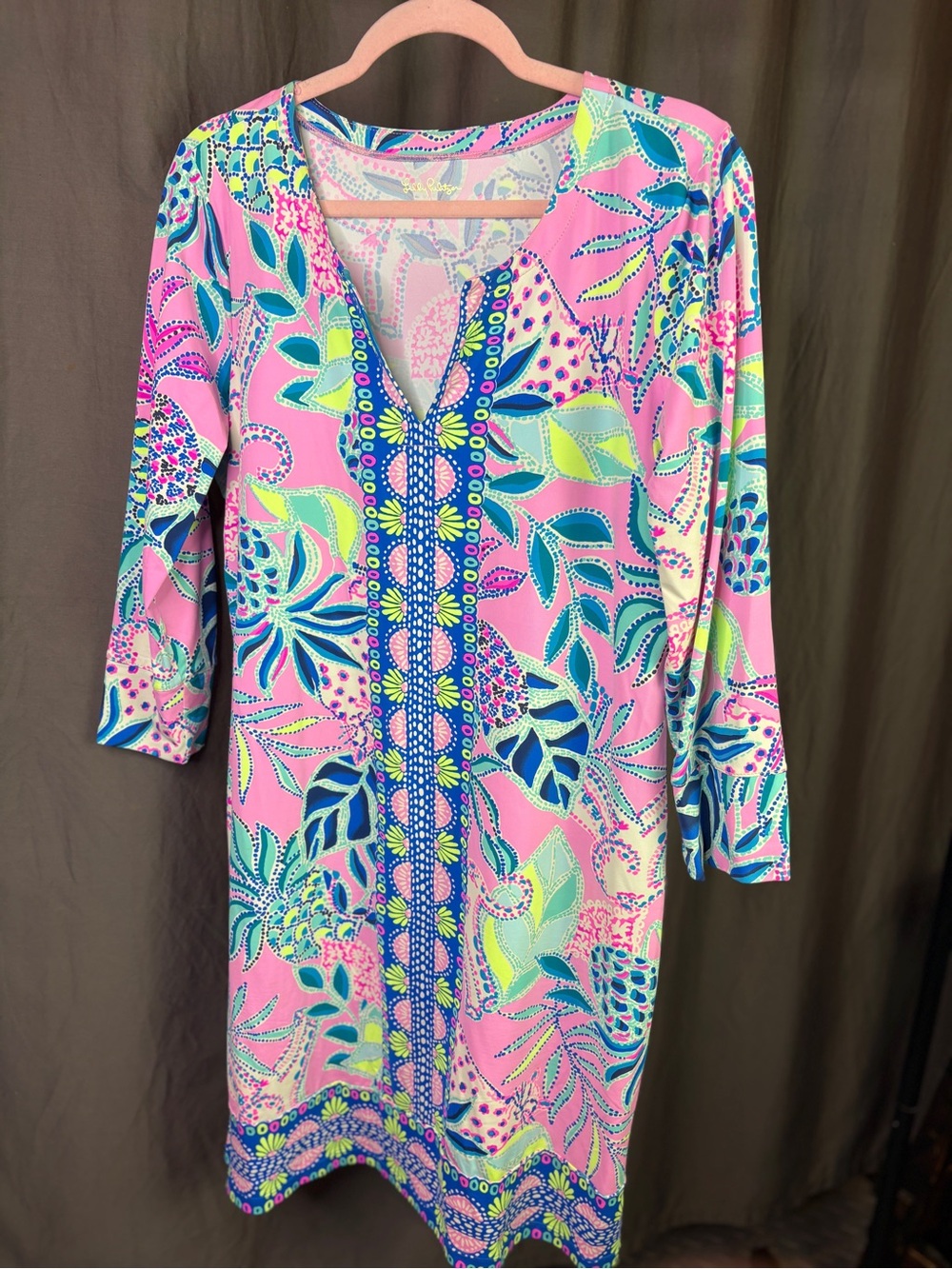 Lilly Pulitzer Pink Tropical V-Neck Swim Coverup